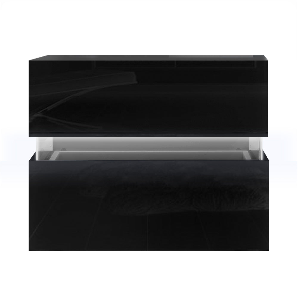 Artiss Bedside Table LED 2 Drawers - LUMI Black FURNI-L-LED-BS01-BK