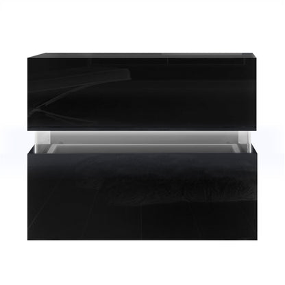 Artiss Bedside Table LED 2 Drawers - LUMI Black FURNI-L-LED-BS01-BK