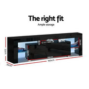 Artiss Entertainment Unit TV Cabinet LED 160cm Black Elo FURNI-L-LED-GS-TV160-BK-AB