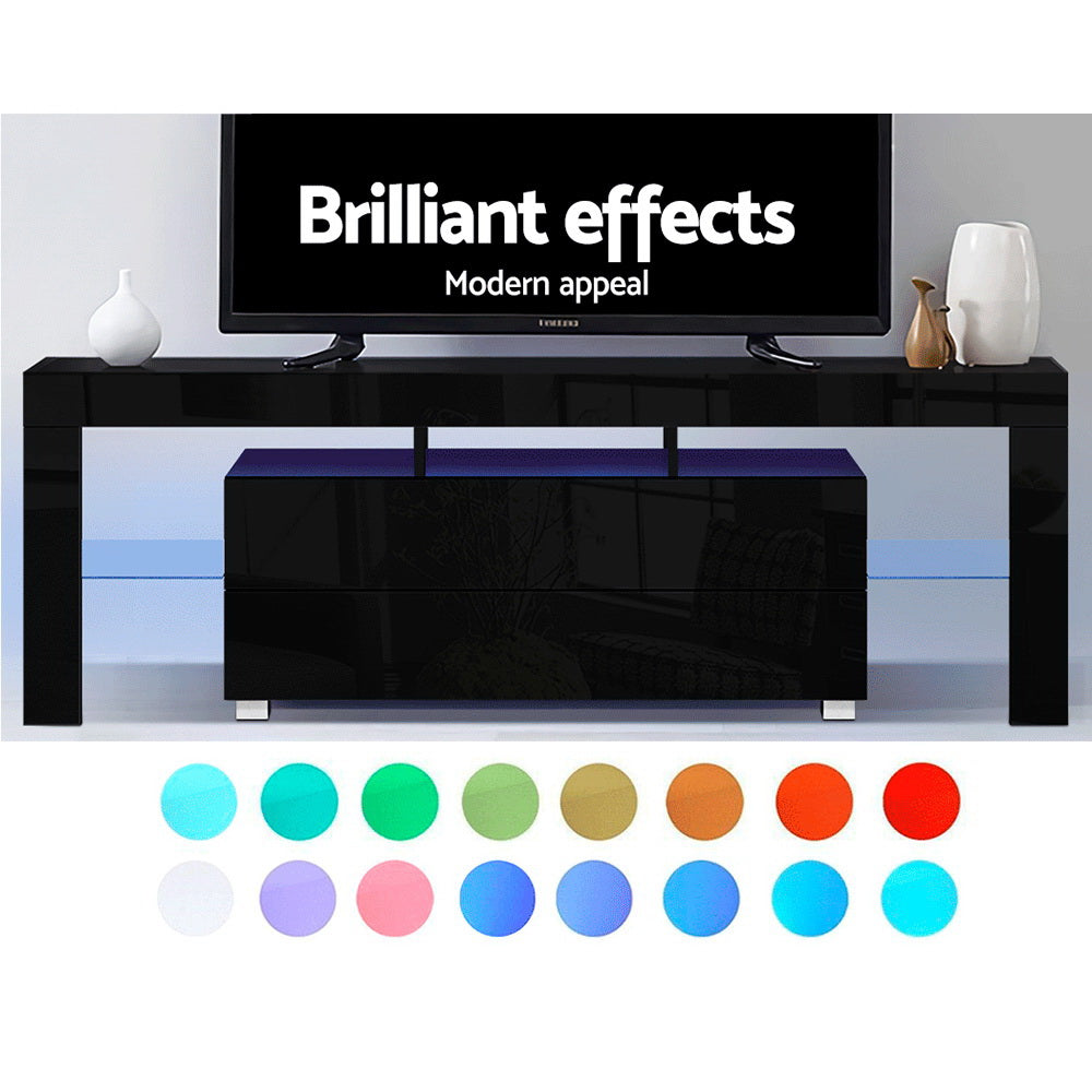 Artiss Entertainment Unit TV Cabinet LED 160cm Black Elo FURNI-L-LED-GS-TV160-BK-AB