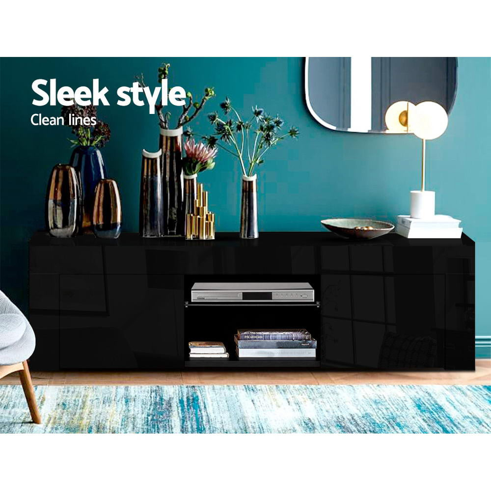 Artiss Entertainment Unit TV Cabinet LED 130cm Black Angus FURNI-L-LED-TV01-BK