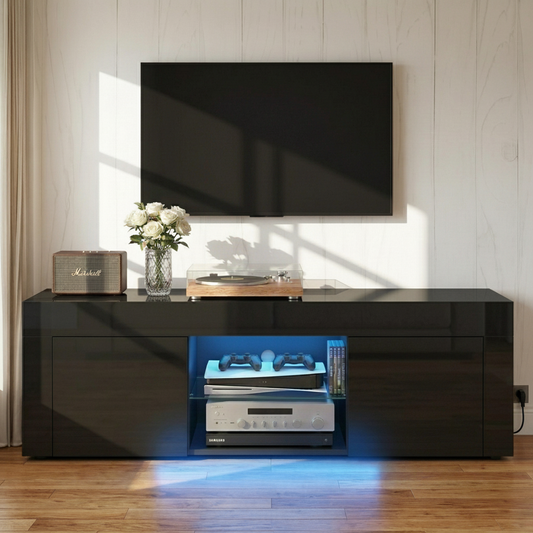 Artiss Entertainment Unit TV Cabinet LED 130cm Black Angus FURNI-L-LED-TV01-BK
