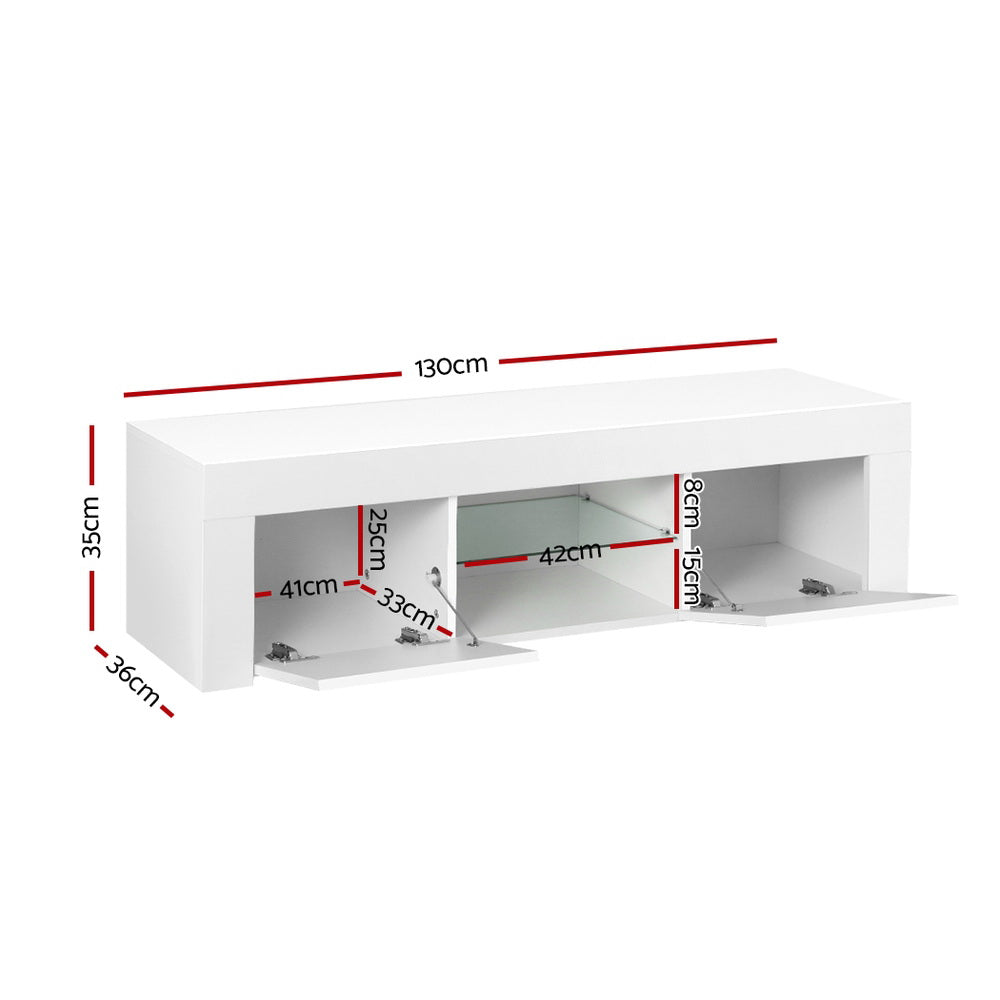 Artiss Entertainment Unit TV Cabinet LED 130cm White Angus FURNI-L-LED-TV01-WH