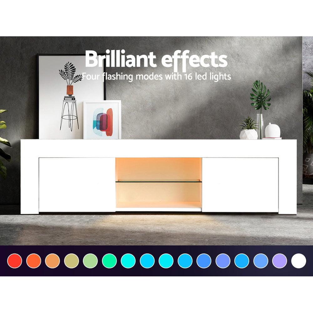Artiss Entertainment Unit TV Cabinet LED 130cm White Angus FURNI-L-LED-TV01-WH