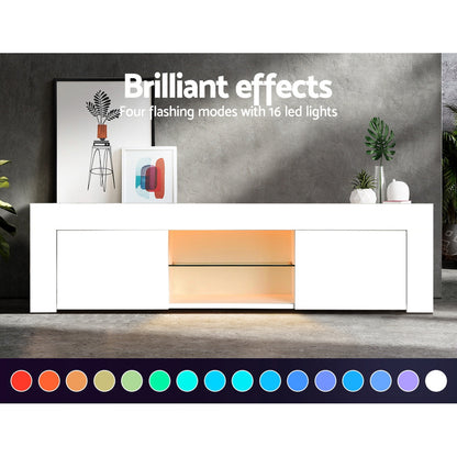 Artiss Entertainment Unit TV Cabinet LED 130cm White Angus FURNI-L-LED-TV01-WH