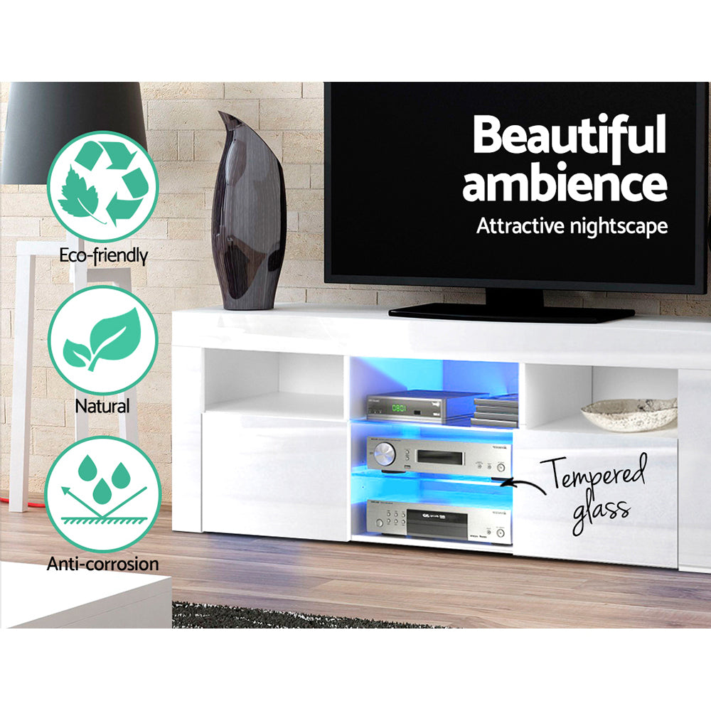 Artiss Entertainment Unit TV Cabinet LED 145cm White Angus FURNI-L-LED-TV02-WH-AB