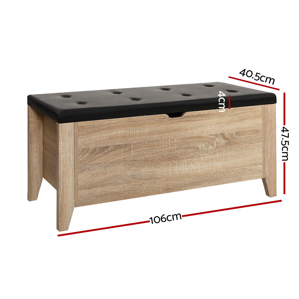 Artiss Storage Ottoman Blanket Box Leather Oak FURNI-L-OTM01-OAK
