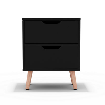 Artiss Bedside Table 2 Drawers - BODEN Black FURNI-L-SCAN-BS01-BK