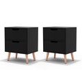 Artiss 2 x Bedside Table 2 Drawers - BODEN Black FURNI-L-SCAN-BS01-BKX2