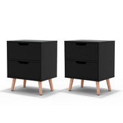 Artiss 2 x Bedside Table 2 Drawers - BODEN Black FURNI-L-SCAN-BS01-BKX2