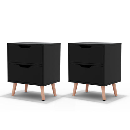 Artiss 2 x Bedside Table 2 Drawers - BODEN Black FURNI-L-SCAN-BS01-BKX2