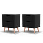 Artiss 2 x Bedside Table 2 Drawers - BODEN Black FURNI-L-SCAN-BS01-BKX2