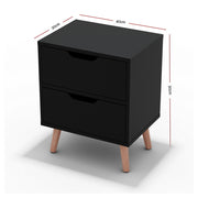 Artiss 2 x Bedside Table 2 Drawers - BODEN Black FURNI-L-SCAN-BS01-BKX2