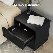 Artiss 2 x Bedside Table 2 Drawers - BODEN Black FURNI-L-SCAN-BS01-BKX2