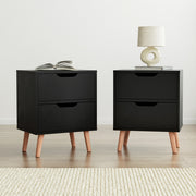 Artiss 2 x Bedside Table 2 Drawers - BODEN Black FURNI-L-SCAN-BS01-BKX2
