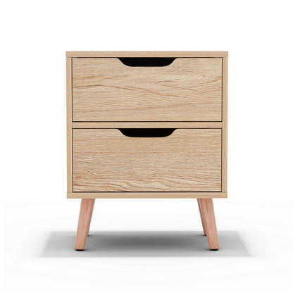 Artiss Bedside Table 2 Drawers Nightstand - BODEN Pine FURNI-L-SCAN-BS01-WD