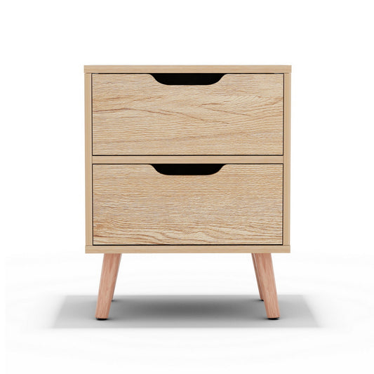 Artiss Bedside Table 2 Drawers Nightstand - BODEN Pine FURNI-L-SCAN-BS01-WD