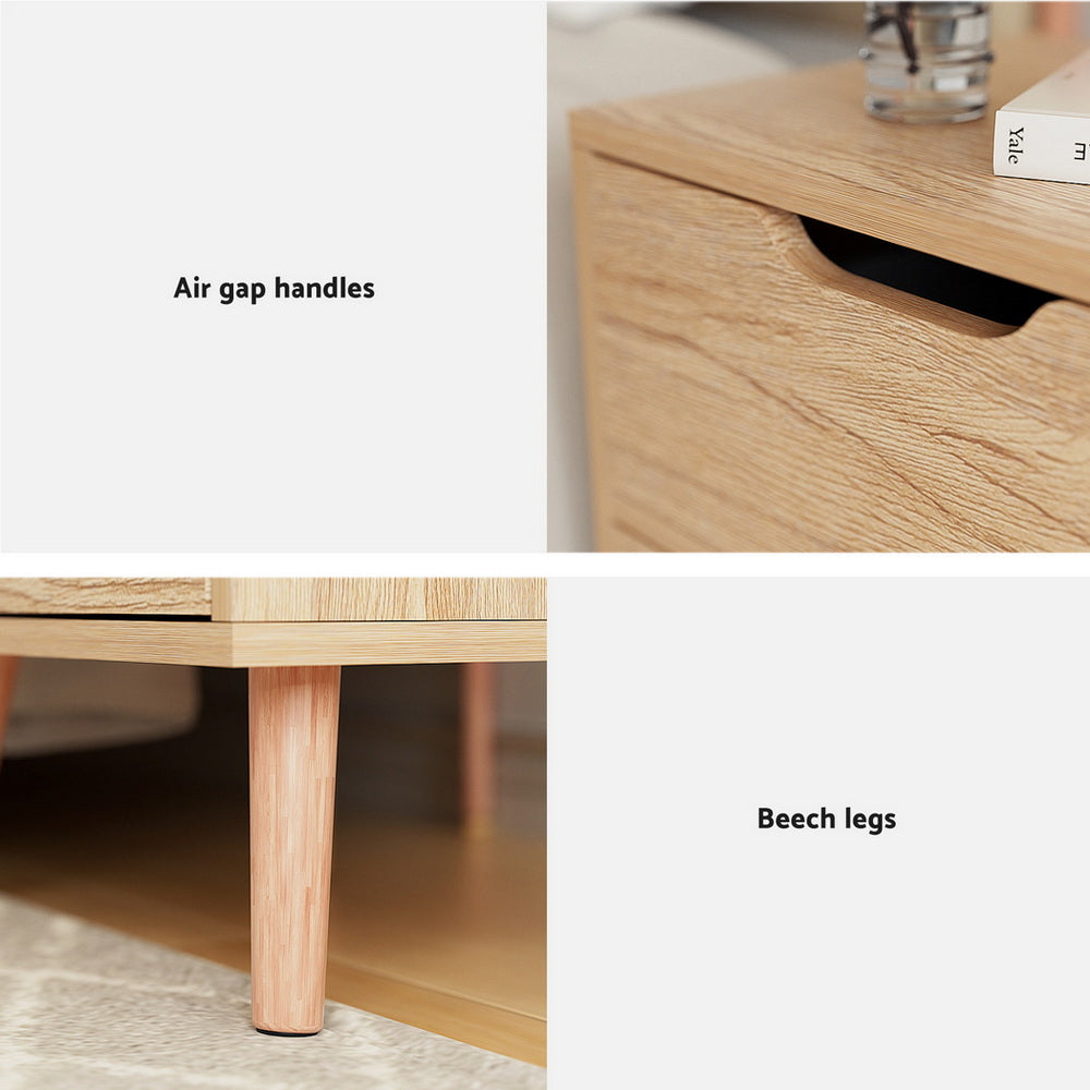 Artiss Bedside Table 2 Drawers Nightstand - BODEN Pine FURNI-L-SCAN-BS01-WD