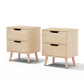 Artiss 2 x Bedside Table 2 Drawers - BODEN Pine FURNI-L-SCAN-BS01-WDX2