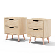 Artiss 2 x Bedside Table 2 Drawers - BODEN Pine FURNI-L-SCAN-BS01-WDX2