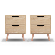 Artiss 2 x Bedside Table 2 Drawers - BODEN Pine FURNI-L-SCAN-BS01-WDX2