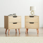 Artiss 2 x Bedside Table 2 Drawers - BODEN Pine FURNI-L-SCAN-BS01-WDX2