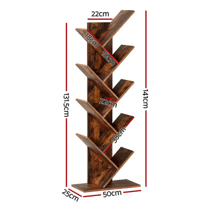 Artiss Tree Bookshelf 9 Tiers Walnut FURNI-L-SHELF-9TB-WAL