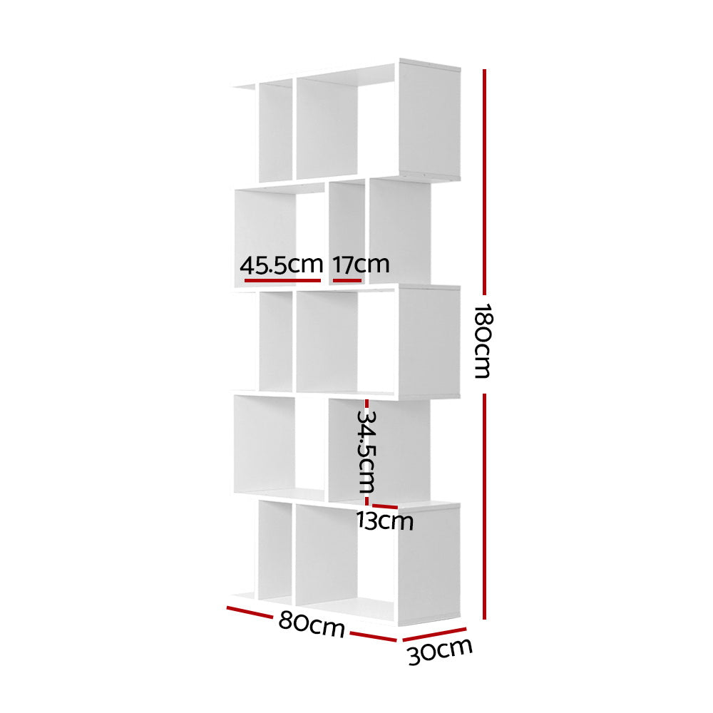 Artiss Bookshelf 5 Tiers - RITA White FURNI-L-SHELF01-WH-AB