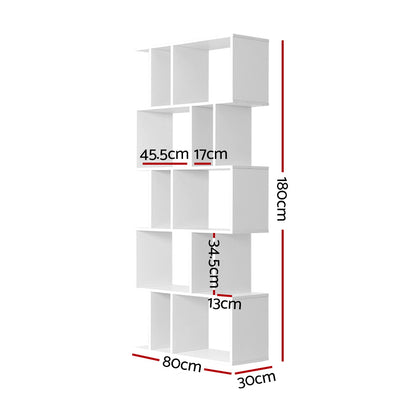 Artiss Bookshelf 5 Tiers - RITA White FURNI-L-SHELF01-WH-AB