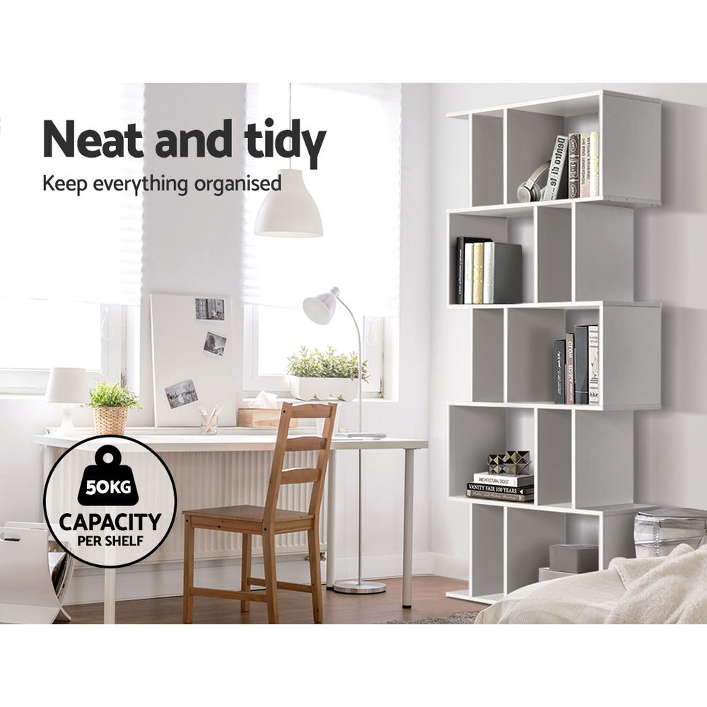 Artiss Bookshelf 5 Tiers - RITA White FURNI-L-SHELF01-WH-AB