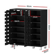 Artiss Shoe Rack Cabinet 6 Tier Storage Shelf Black FURNI-L-SHOE-2D-BK-AB