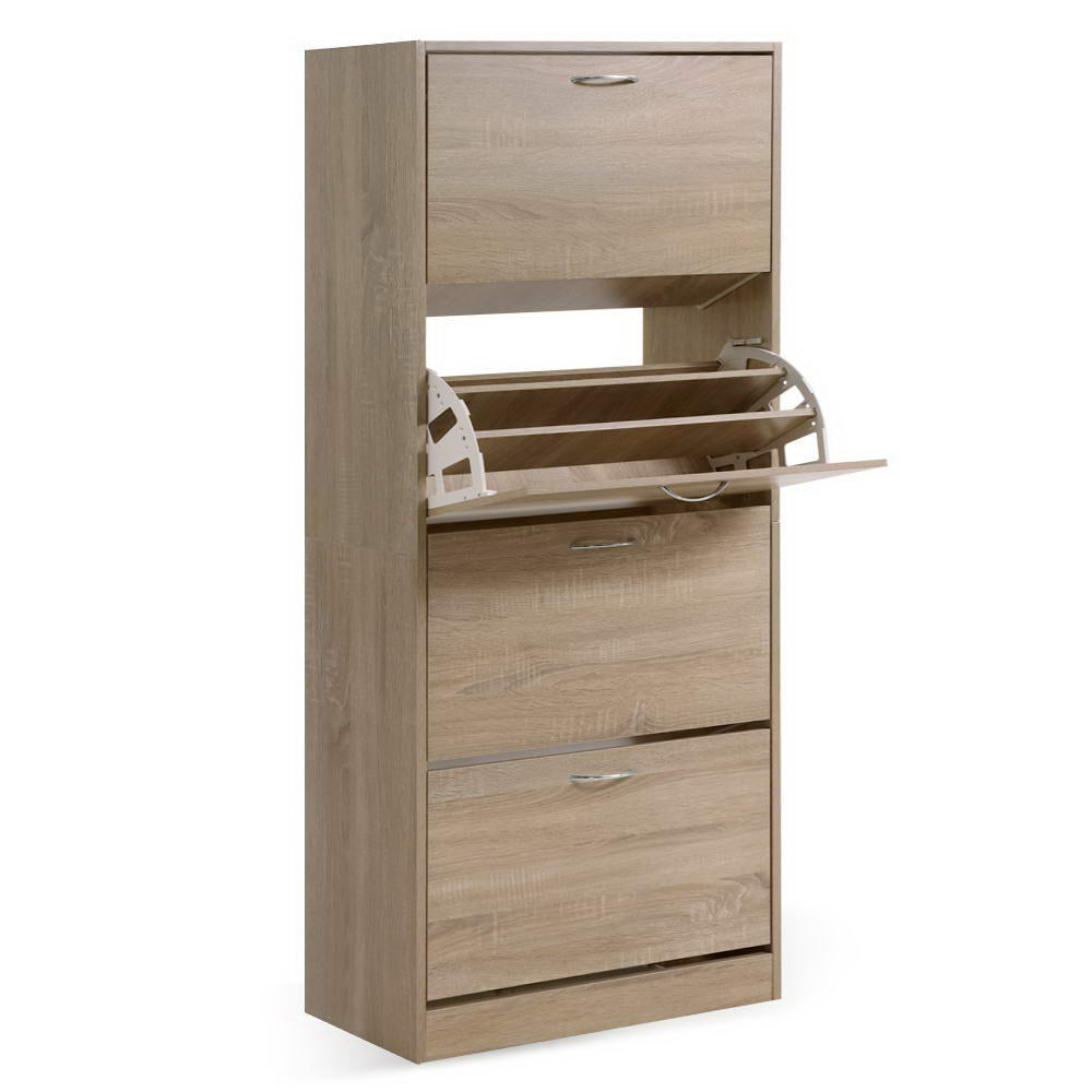 Artiss Shoe Rack Cabinet 60 Pairs 4 Doors - Wood FURNI-L-SHOE-4D3R-WD-AB