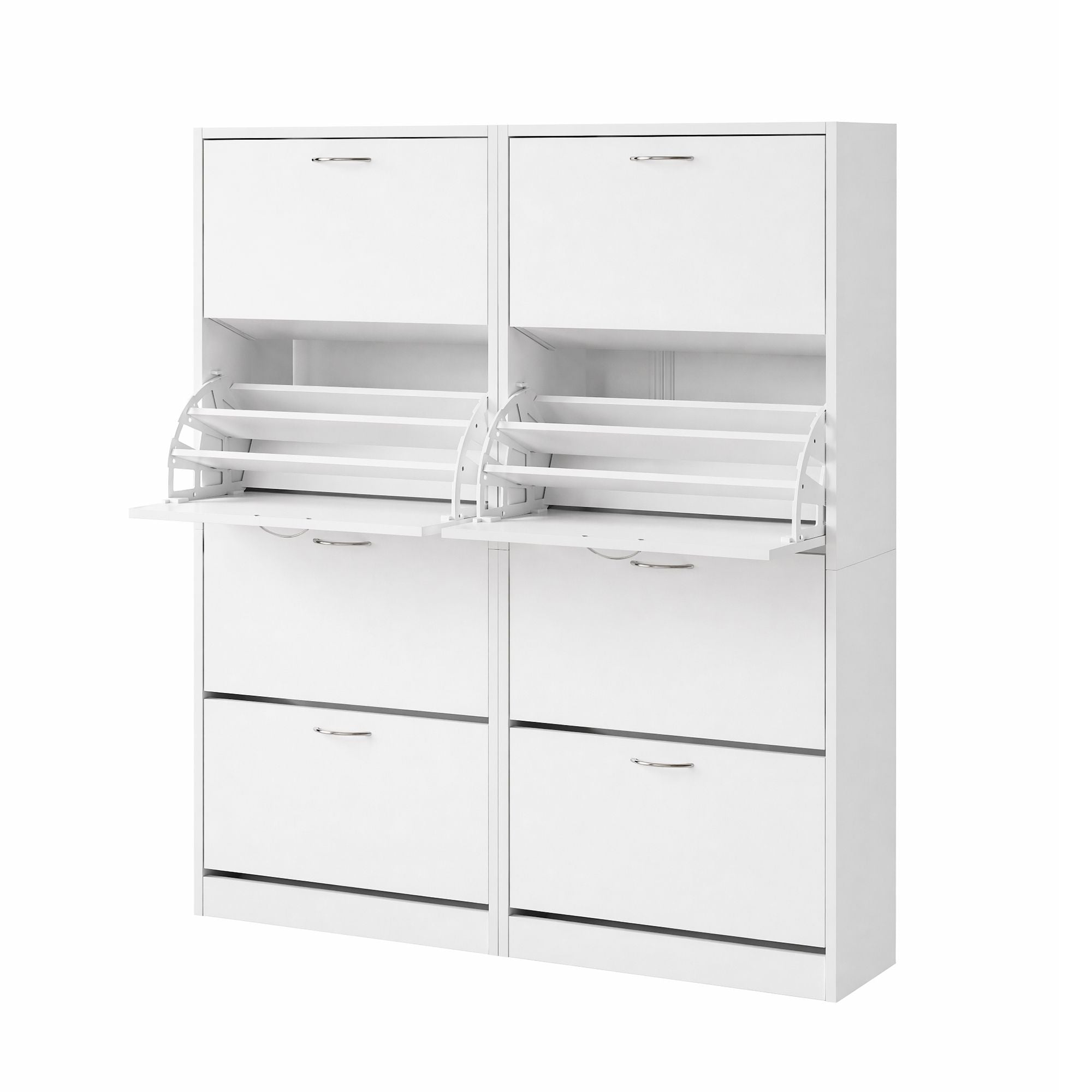Artiss 2x Shoe Cabinet Storage Organiser 4 Flip Drawer White FURNI-L-SHOE-4D3R-WHX2