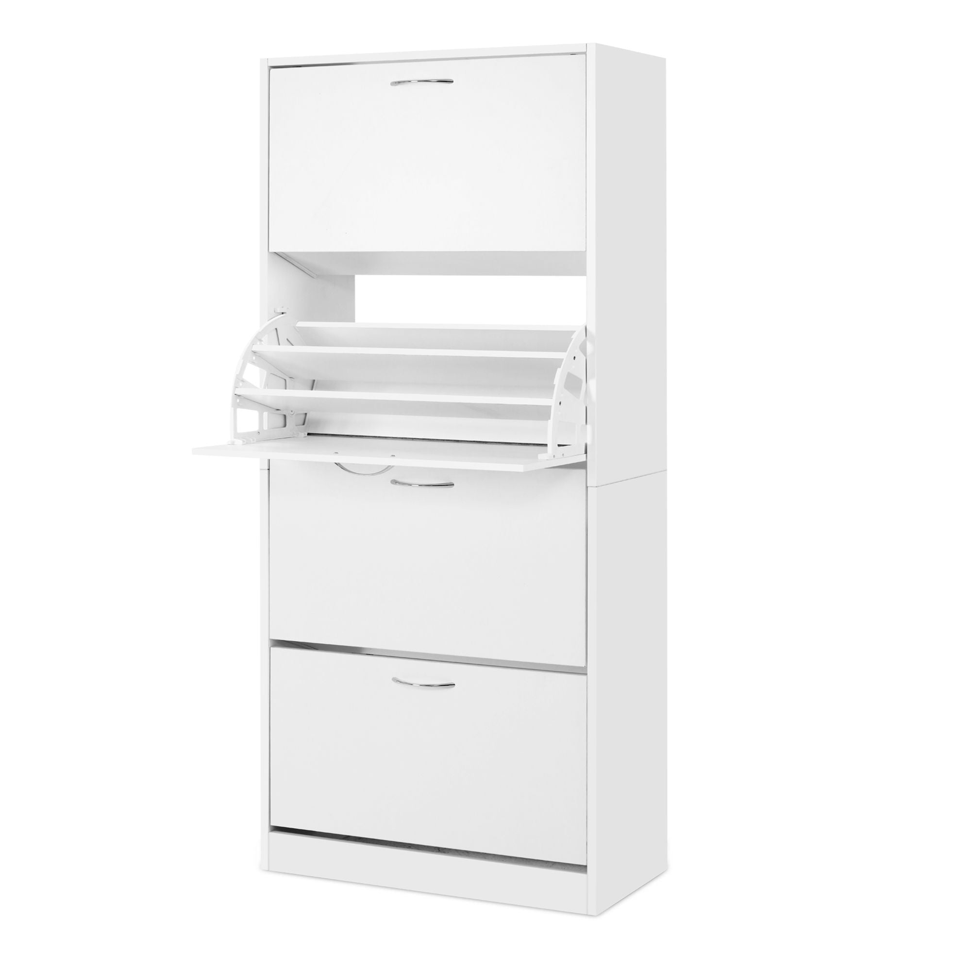 Artiss 2x Shoe Cabinet Storage Organiser 4 Flip Drawer White FURNI-L-SHOE-4D3R-WHX2