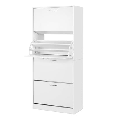 Artiss 2x Shoe Cabinet Storage Organiser 4 Flip Drawer White FURNI-L-SHOE-4D3R-WHX2