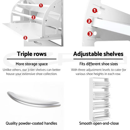 Artiss 2x Shoe Cabinet Storage Organiser 4 Flip Drawer White FURNI-L-SHOE-4D3R-WHX2