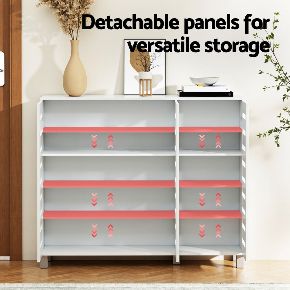 Artiss Shoe Rack Cabinet 30 Pairs Adjustable Shelf White FURNI-L-SHOE-LVD01-WH-AB