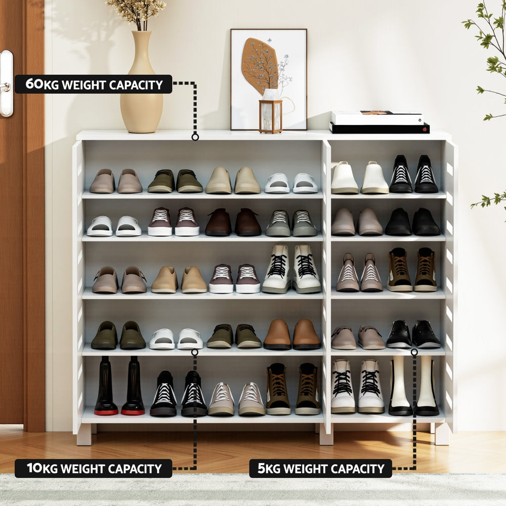 Artiss Shoe Rack Cabinet 30 Pairs Adjustable Shelf White FURNI-L-SHOE-LVD01-WH-AB