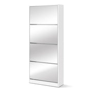 Artiss Shoe Rack Cabinet Mirror 60 Pairs White Rira FURNI-L-SHOE-MIR4D-WH-AB