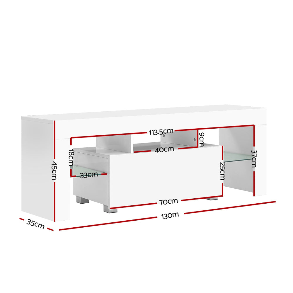 Artiss Entertainment Unit TV Cabinet LED 130cm White Elo FURNI-L-TV130-WH