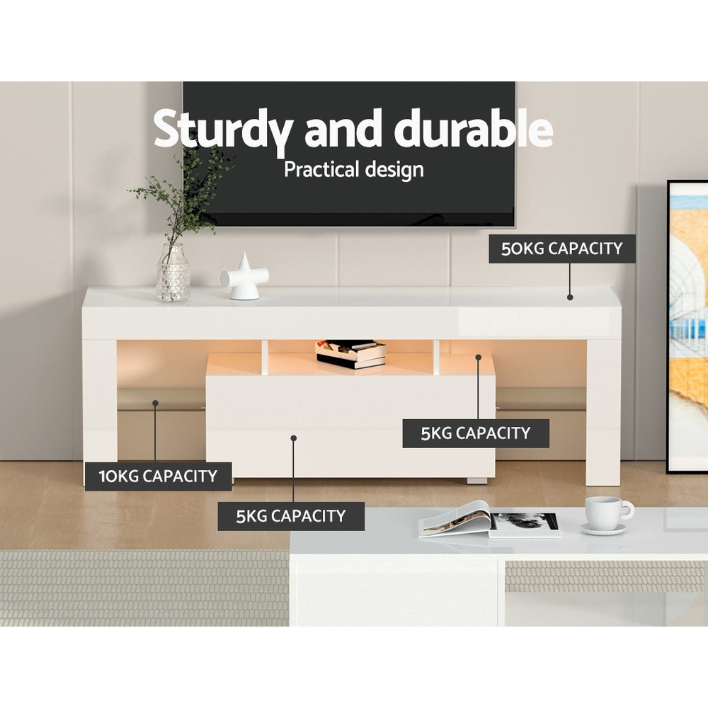 Artiss Entertainment Unit TV Cabinet LED 130cm White Elo FURNI-L-TV130-WH