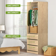 Artiss Wardrobe Clothes Closet Storage Organizer Pine FURNI-L-WR01-3D-WD-AB