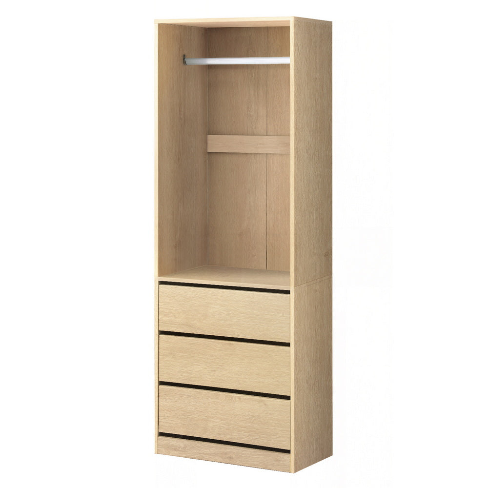 Artiss Wardrobe Clothes Closet Storage Organizer Pine FURNI-L-WR01-3D-WD-AB