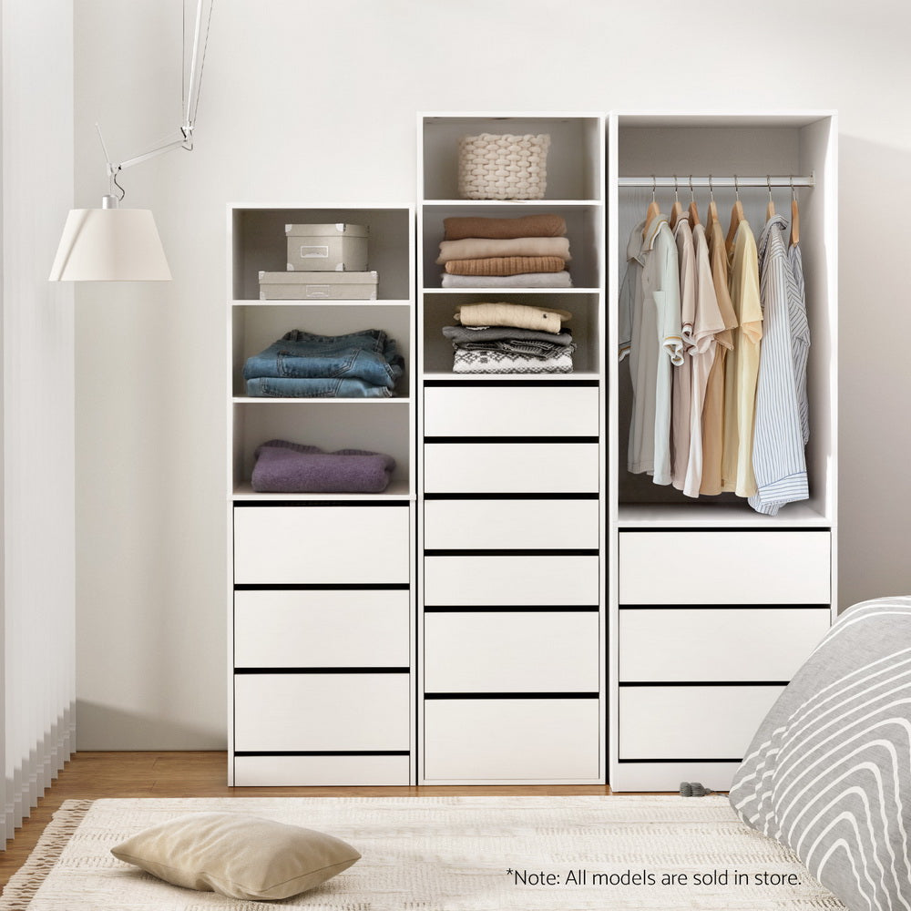 Artiss Wardrobe Clothes Closet Storage Organizer White FURNI-L-WR01-3D-WH-AB