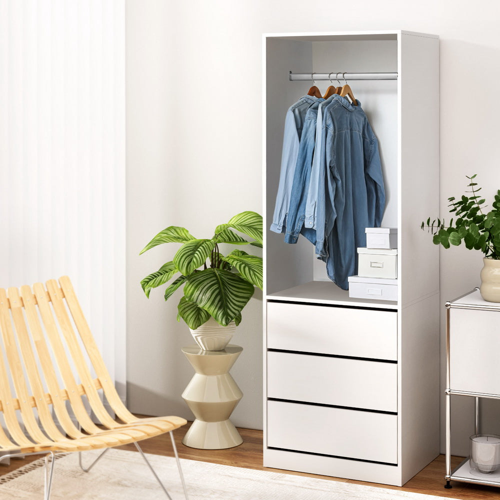 Artiss Wardrobe Clothes Closet Storage Organizer White FURNI-L-WR01-3D-WH-AB