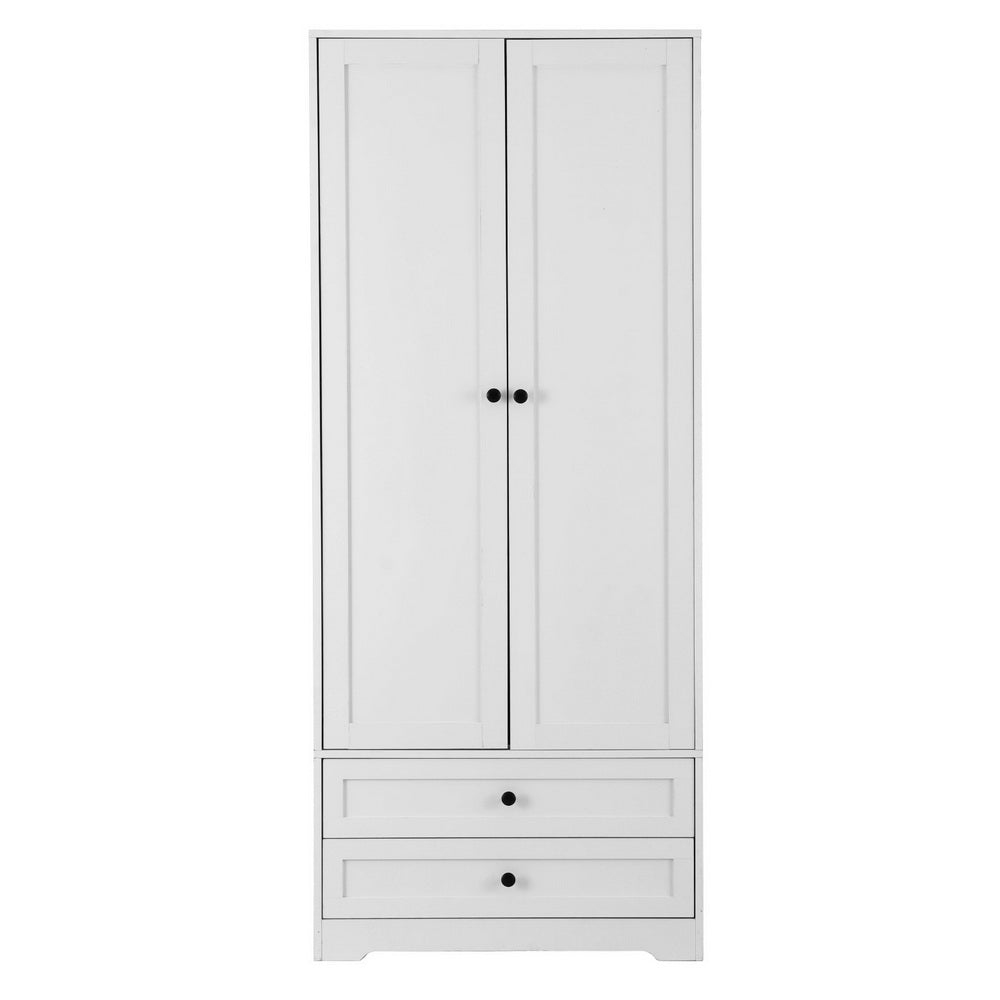 Artiss Wardrobe Clothes Closet Storage Organizer with 2 Doors White FURNI-L-WR02-2D-WH-AB