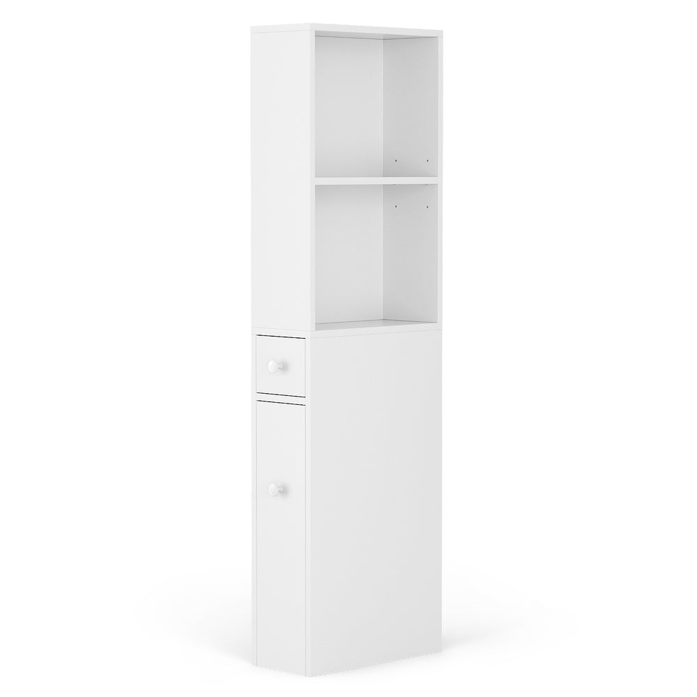 Artiss Bathroom Cabinet Storage Slim Organiser Drawer Toilet Corner 135cm White FURNI-N-BATH-LF135-WH