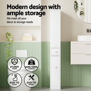 Artiss Bathroom Cabinet Storage Slim Organiser Drawer Toilet Corner 135cm White FURNI-N-BATH-LF135-WH