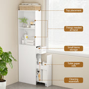 Artiss Bathroom Cabinet Storage Slim Organiser Drawer Toilet Corner 135cm White FURNI-N-BATH-LF135-WH
