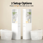 Artiss Bathroom Cabinet Storage Slim Organiser Drawer Toilet Corner 135cm White FURNI-N-BATH-LF135-WH